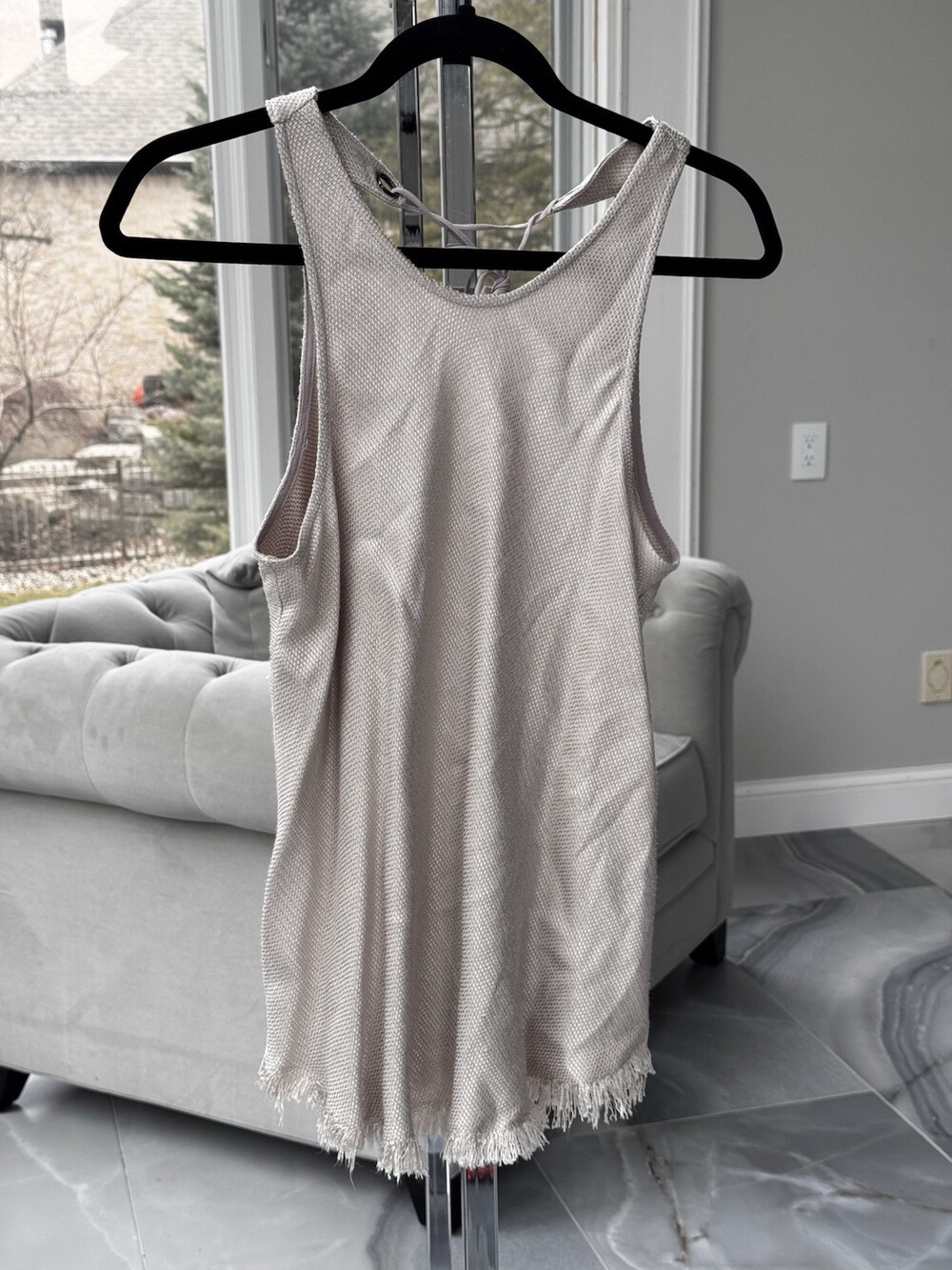 Astr The Label Tank Top Fringe With Tie Back Size Medium Shimmer